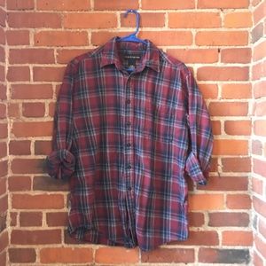 Plaid Flannel Red Blue White Size M